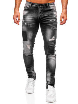 Czarne spodnie jeansowe męskie slim fit Denley MP0113N