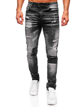 Czarne spodnie jeansowe męskie slim fit Denley MP0168N