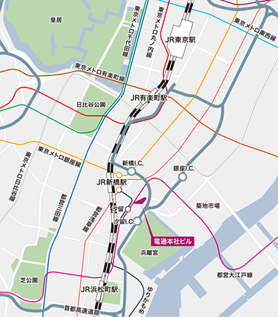 電通本社ビル地図