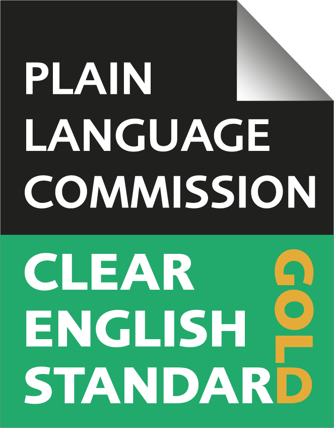 Plain Language Commission. Clear English Gold Standard Award logo