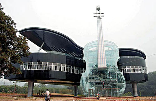 Giant Piano Building with Violin stairs