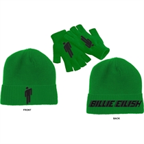 Eilish, Billie: Blohsh Green Beanie + Fingerless Gloves