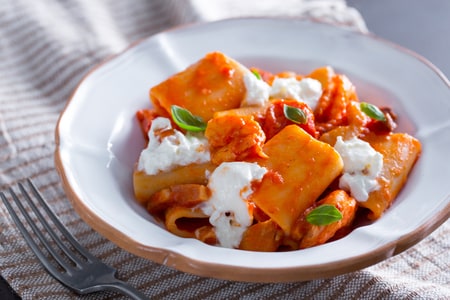 Pasta gamberi e guanciale