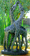 African Sculpture - Kissing Giraffes, 12H Shona Stone