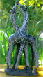 African Sculpture - Kissing Giraffes, 12H Shona Stone