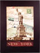 Large Vintage Canvas Painting of Statue of Liberty, New York