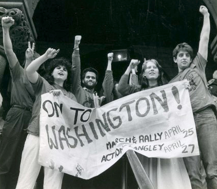 CIA protesters with banner, By Charles Carroll, April 1987 | HowardZinn.org