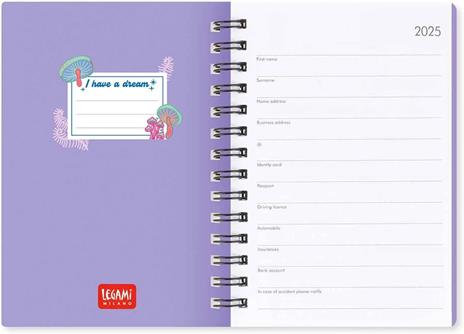 Agenda settimanale spiralata Legami 12 Mesi - 2025  - Small Weekly Spiral Bound Diary - Mushroom - 3