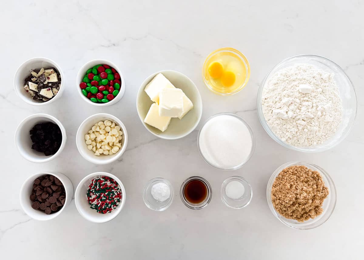 Sheet pan cookie ingredients.