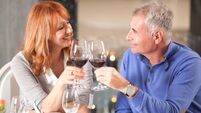 Couple at restaurant.