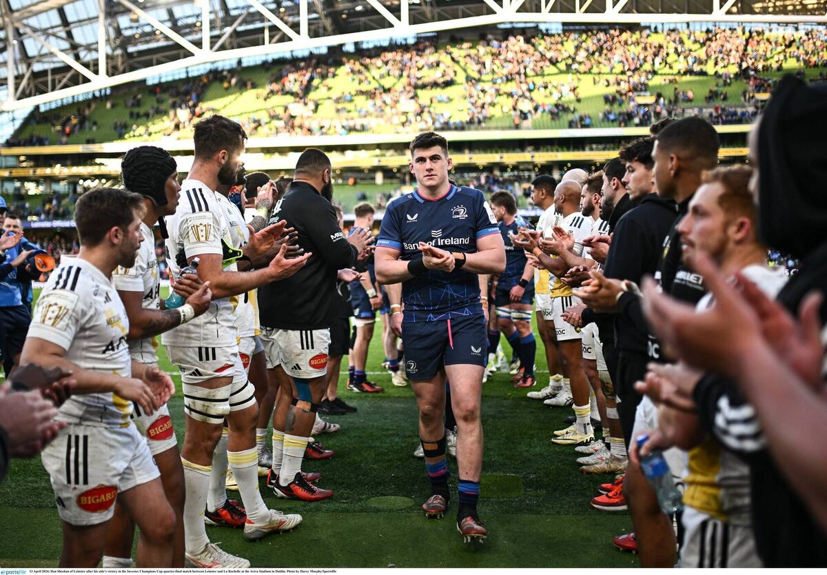 Dan Sheehan of Leinster after his side's victory in the 2024 Champions Cup quarter-final against La Rochelle. Picture: Harry Murphy/Sportsfile