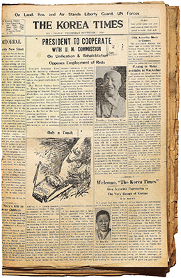 The inaugural issue of The Korea Times published on Nov. 1, 1950.