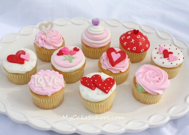 Adorable free Valentine's Day Cupcake Tutorial by MyCakeSchool.com