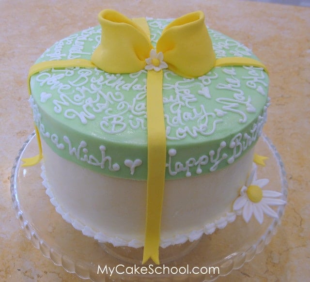 How to Make a Hat Box Cake with a Frosted Lid! Free step by step cake decorating tutorial by MyCakeSchool.com!