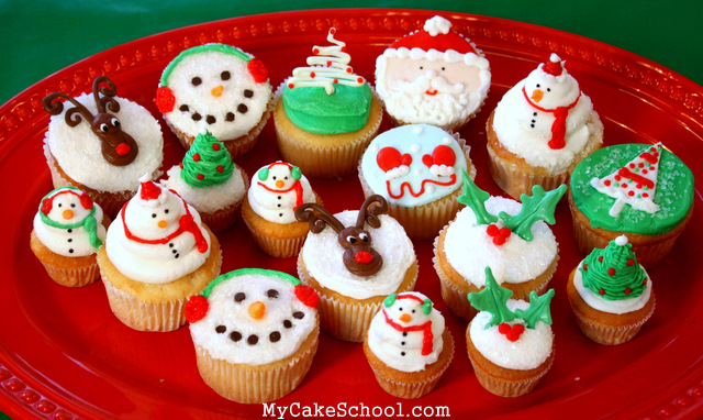 CUTE Christmas and Winter Cupcake Tutorial by My Cake School!