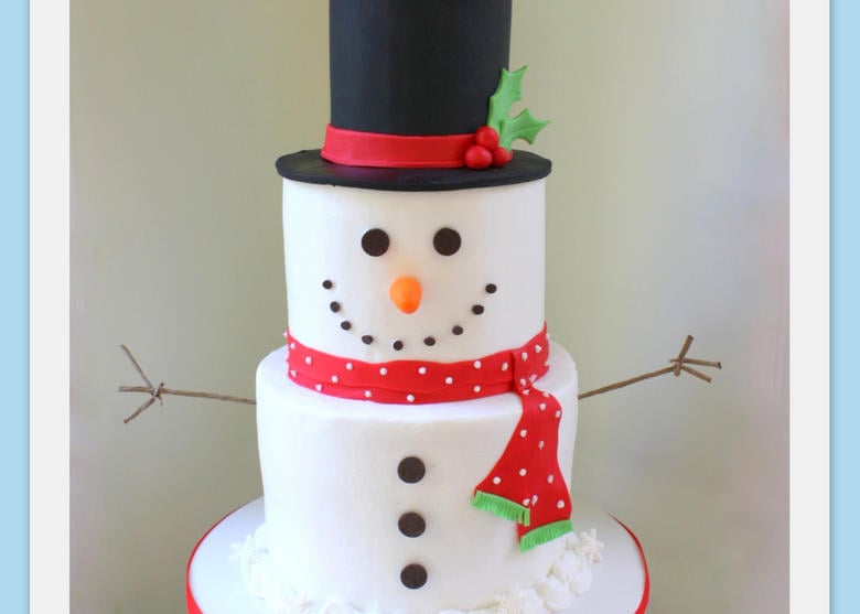 Sweet Snowman Cake! A cake decorating video tutorial by MyCakeSchool.com.