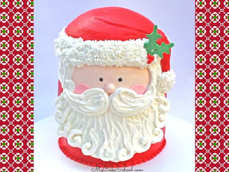 Cute and Easy Buttercream Santa Cake Video Tutorial by MyCakeSchool.com! (Member Section). Perfect for Christmas entertaining!