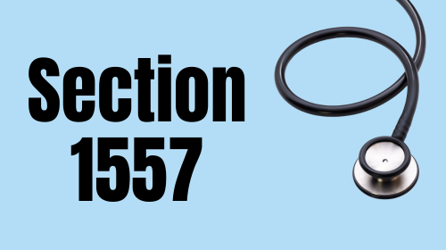 Section 1557 with a stethescope on a light blue background