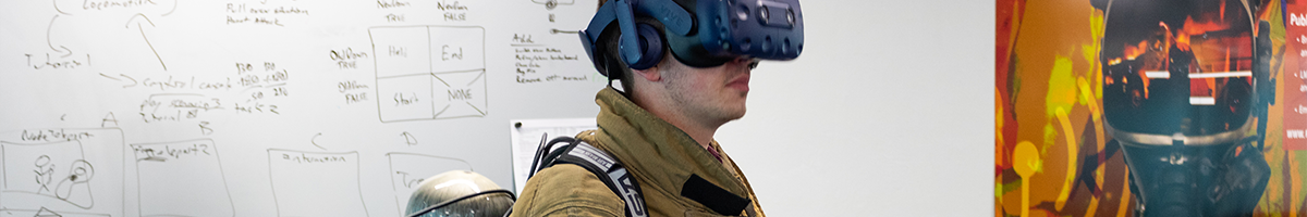 Fireman in VR glasses