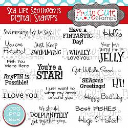 Sea Life Sentiments Digital Stamps