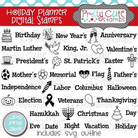 Holiday Planner Digital Stamps