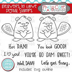 Beavers in Love Digital Stamps