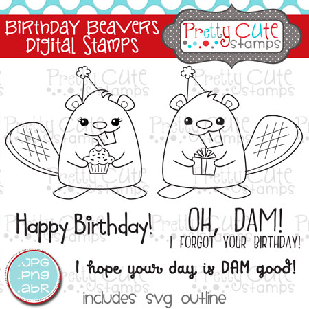 Birthday Beavers Digital Stamps