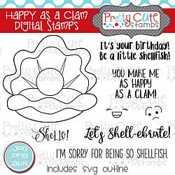 Happy as a Clam Digital Stamps