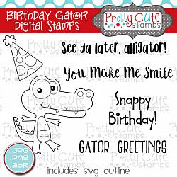 Birthday Gator Digital Stamps