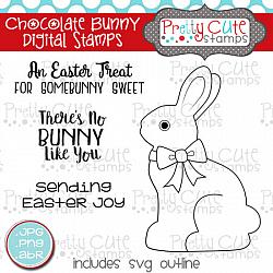 Chocolate Bunny Digital Stamps