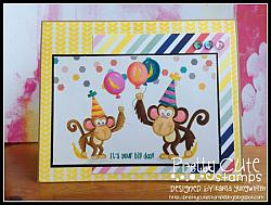 Birthday Monkey Digital Stamps