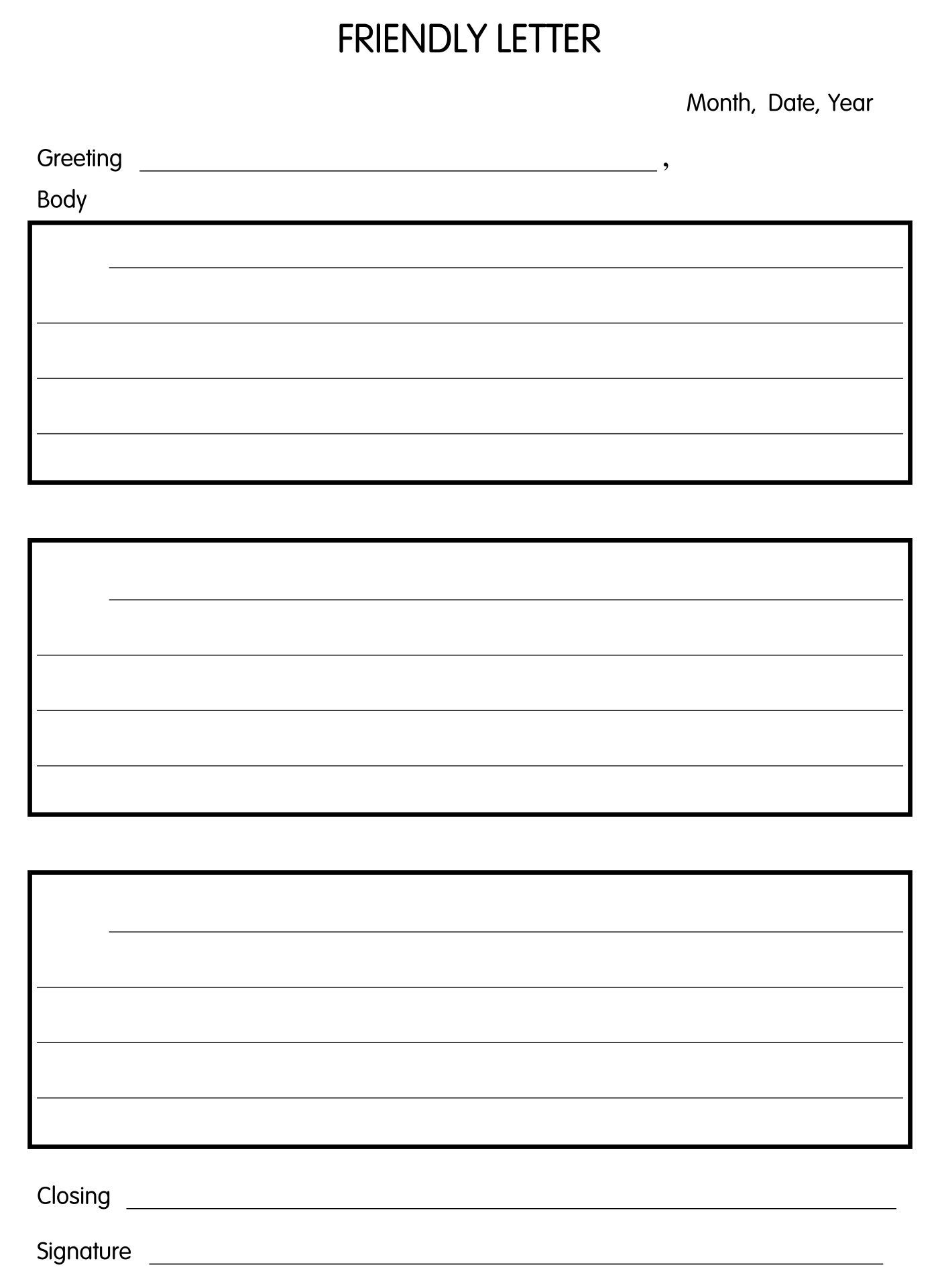 Printable Friendly Letter Writing Template