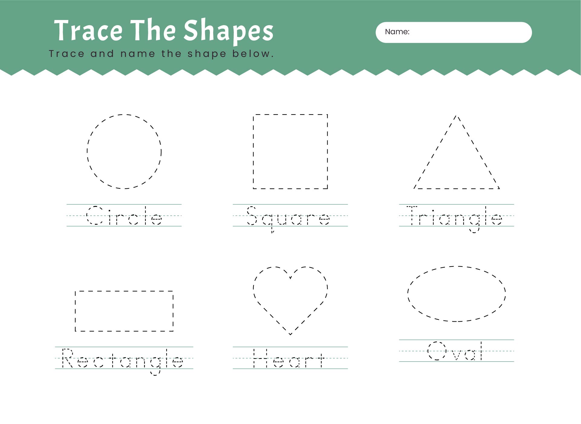 Preschool Shapes Tracing Worksheet