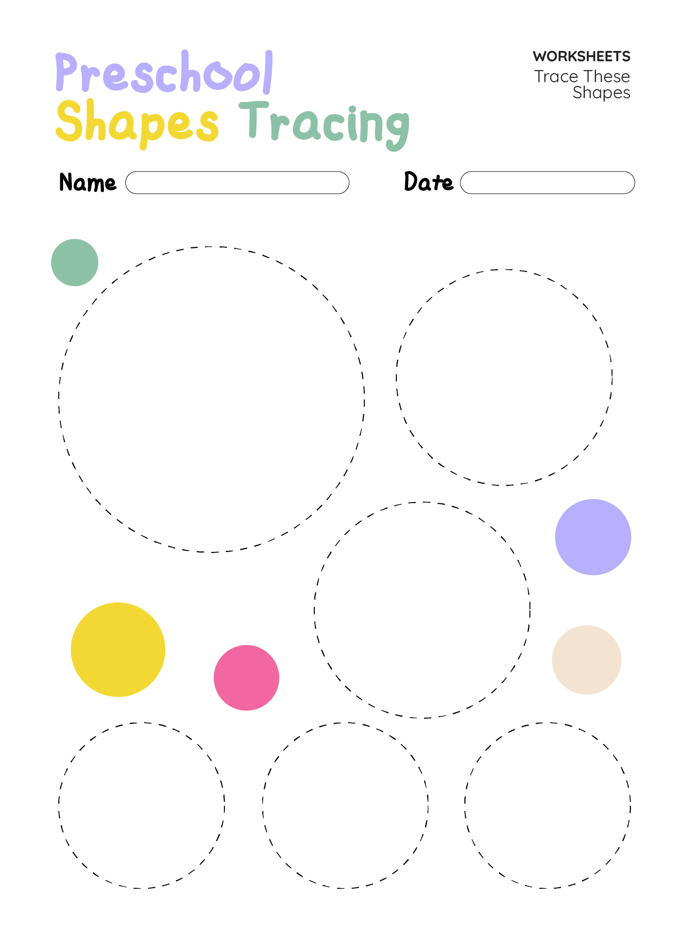 Tracing Shapes Worksheets