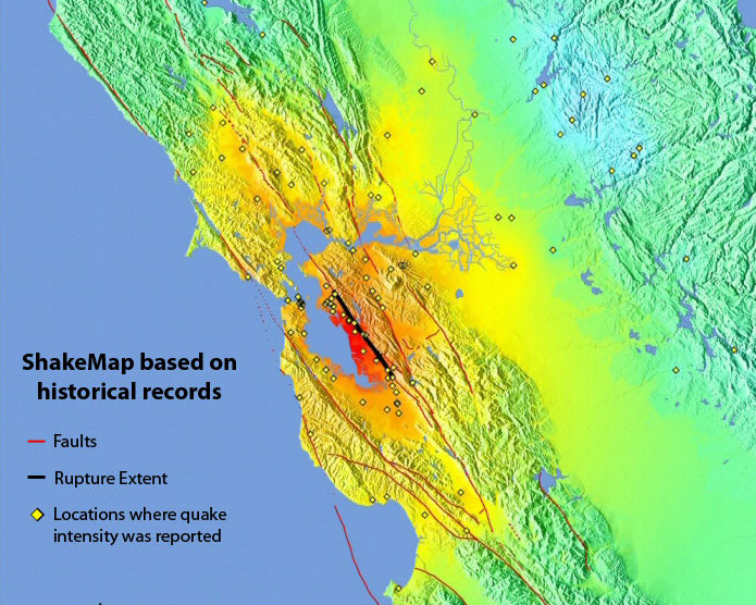 1868 Hayward earthquake map