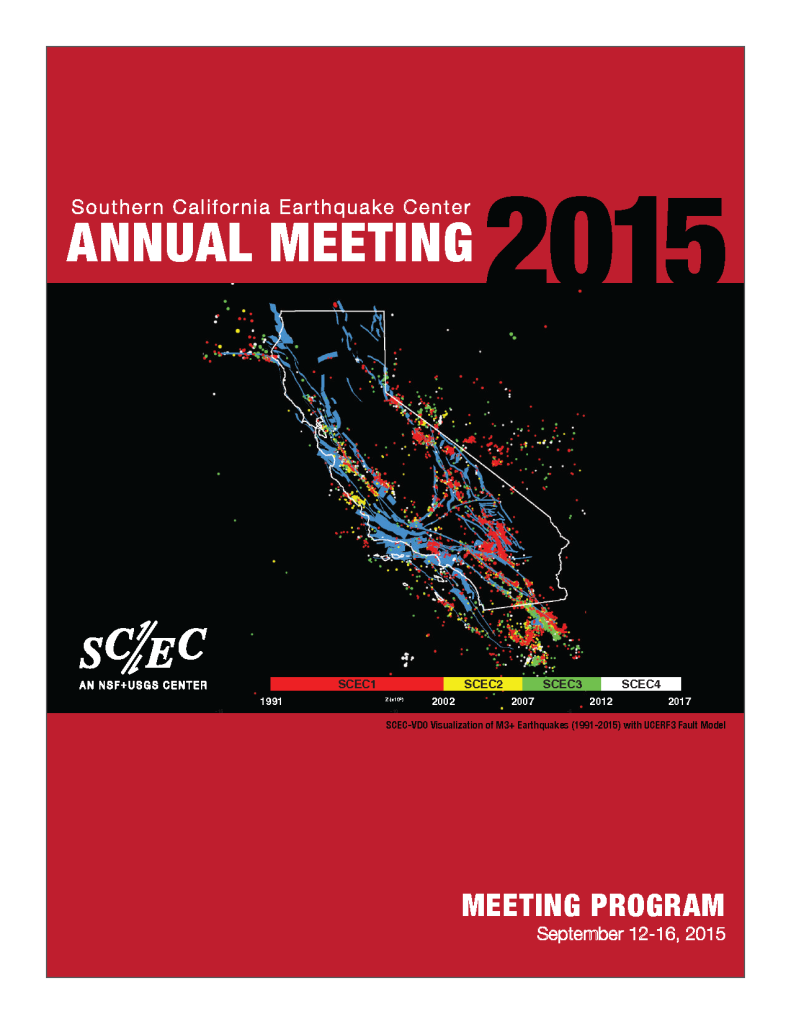 Cover of the SCEC2015 print program. The meeting took place at the Hilton Hotel in Palm Springs, California in September 2015.