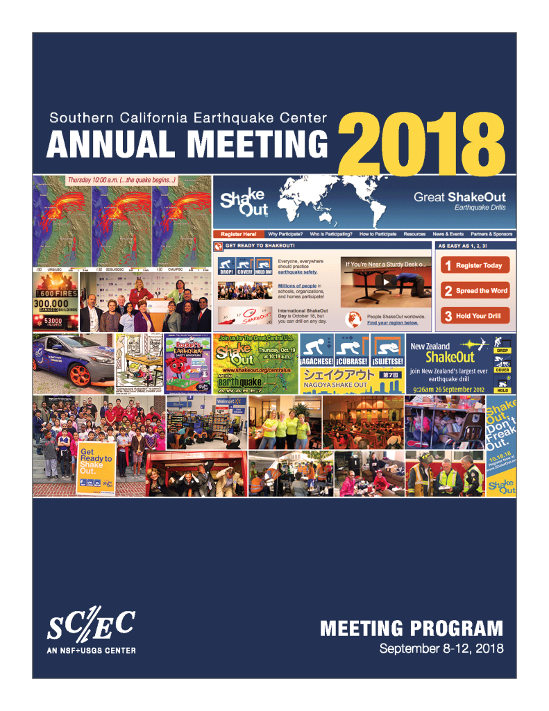 Cover of the SCEC2018 print program. The meeting took place at the Hilton Hotel in Palm Springs, California in September 2018.