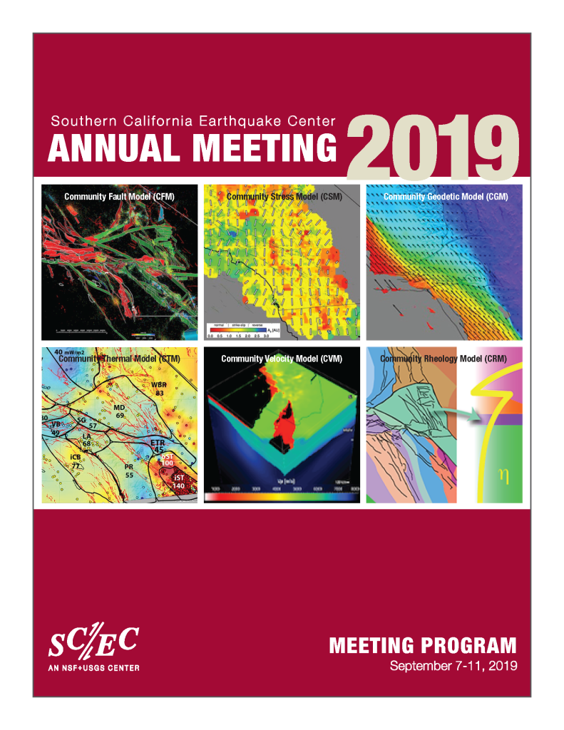 Cover of the SCEC2019 print program. The meeting took place at the Hilton Hotel in Palm Springs, California in September 2019.