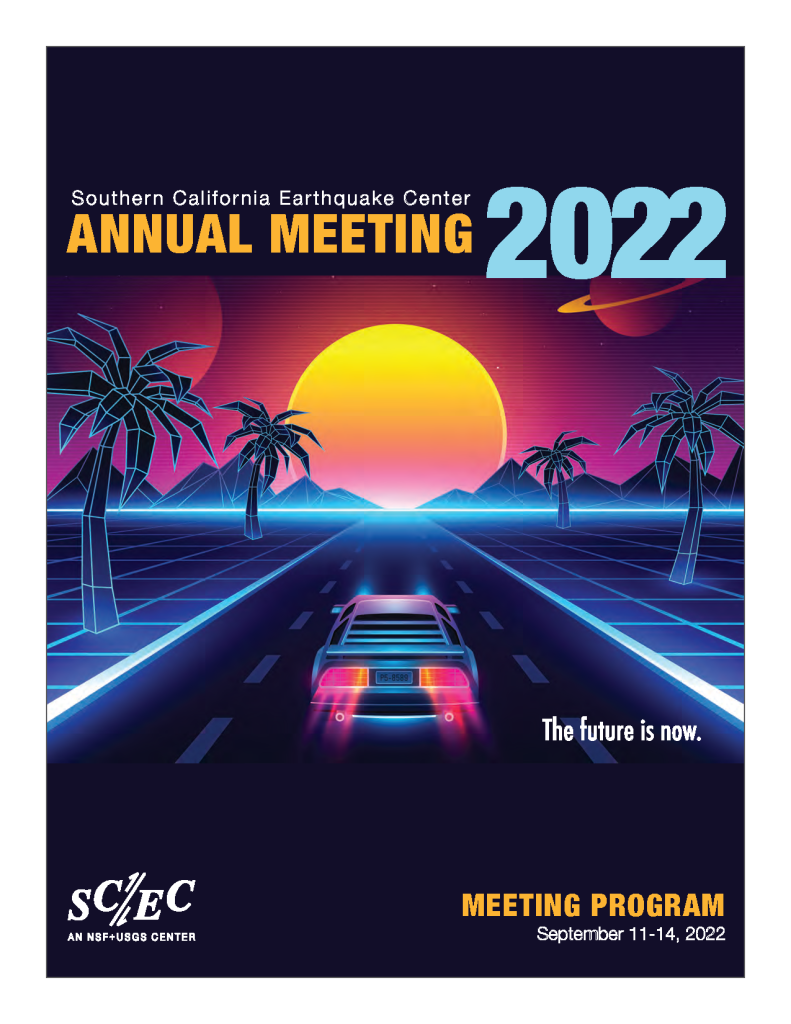 Cover of the SCEC2022 print program. The meeting ran from 9/11/2022 - 9/14/2022 in the Hilton Hotel in Palm Springs, California.