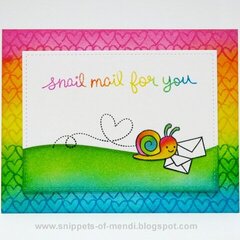 Lawn Fawn Rainbow Snail Mail Card by Mendi Yoshikawa