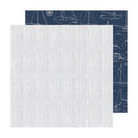 Heidi Swapp - Set Sail Collection - 12 x 12 Double Sided Paper - Gray Stripes