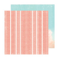 Heidi Swapp - Set Sail Collection - 12 x 12 Double Sided Paper - Canvas Stripes Peach