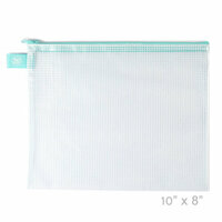 Avery Elle - Zippered Vinyl Mesh Pouch - Aqua - Small