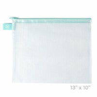 Avery Elle - Zippered Vinyl Mesh Pouch - Aqua - Large