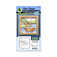 Art Impressions - Windows to the World Collection - Die and Clear Photopolymer Stamp Set - Shadow Box Series - Boat