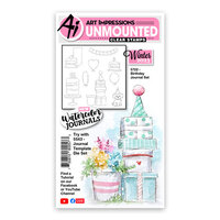 Art Impressions - Watercolor Journals Collection - Die and Clear Photopolymer Stamp Set - Birthday Journal