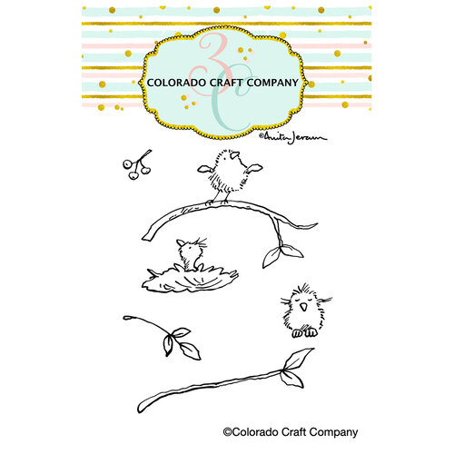 Colorado Craft Company - Furry Friends Collection - Clear Photopolymer Stamps - Tiny Birds Berries