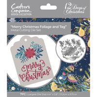 Crafter's Companion - Twelve Days of Christmas Collection - Metal Dies - Merry Christmas Foliage and Tag Set