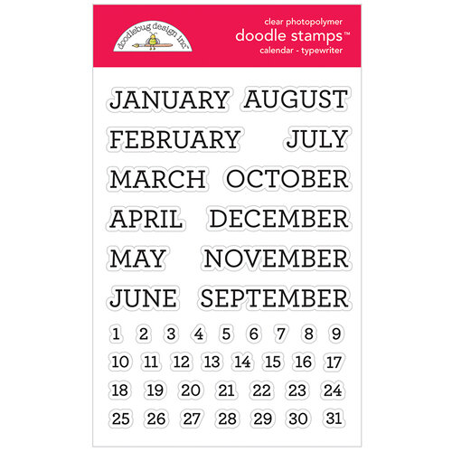 Doodlebug Design - All Occasion Collection - Clear Photopolymer Stamps - Calendar - Typewriter