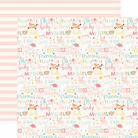 Echo Park - Hello Baby Girl Collection - 12 x 12 Double Sided Paper - Baby Girl Words